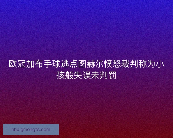欧冠加布手球逃点图赫尔愤怒裁判称为小孩般失误未判罚